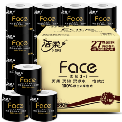 洁柔 黑Face系列 有芯卷纸 4层*200g*27卷