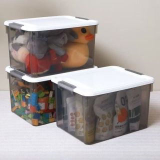 禧天龙 加厚款收纳箱 3个装 中号 烟熏灰16L 40*29*18CM