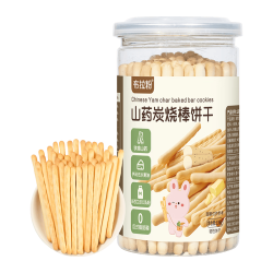 布拉粉 小兔团团宝宝DHA藻油炭烧棒山药磨牙饼干儿童高钙棒棒饼零食 1罐|山药味