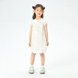 Mini Peace 太平鸟童装夏季女童时尚大气小清飞飞袖A字裙国风旗袍连衣裙