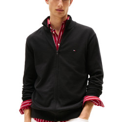 TOMMY HILFIGER 男式轻质全拉链毛衣, 黑色