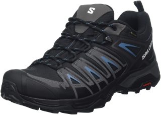 移动专享、移动端：SALOMON X Ultra Pioneer Gore-Tex 男士 登山鞋，全天候，稳固立足点，稳定且缓震,Black Magnet Blue Steel,42 EU