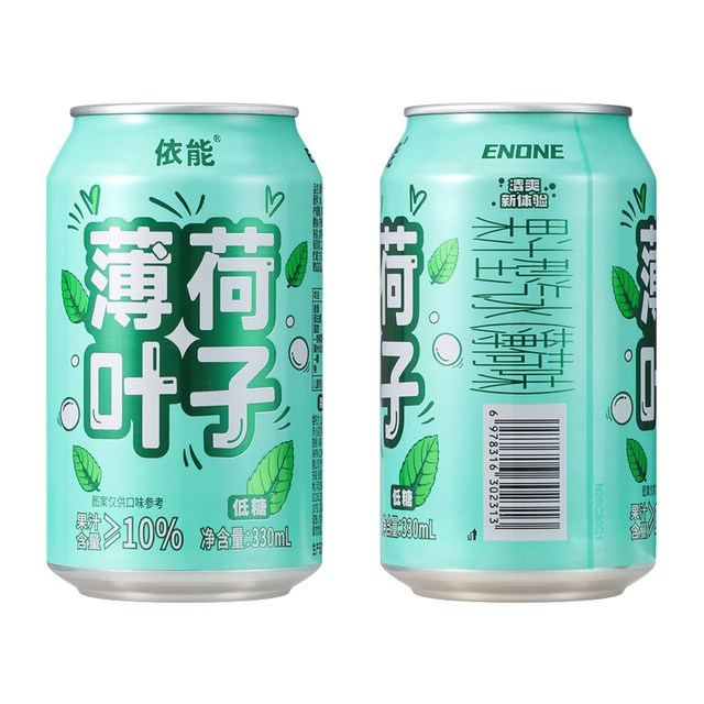 88VIP：依能 薄荷口味果汁气泡水碳酸饮料 330ml*24罐