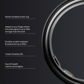 Oura Ring 5 – 黑色 – 尺码 8 – 世界上最小的智能戒指 – 睡眠、活动、女性、AI 顾问、1 周电池寿命、前尺寸,兼容 Android 和 iOS