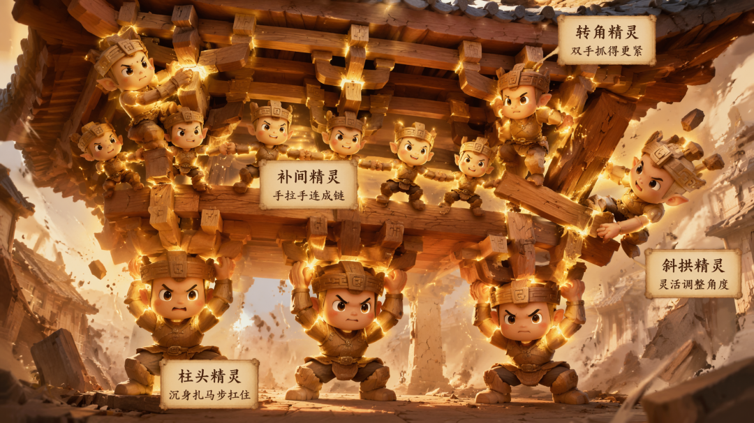 古建守护者篇三:每年斜2毫米,斜了950年还没倒,480只斗拱精灵撑了950年,但脸真的快挤扁了