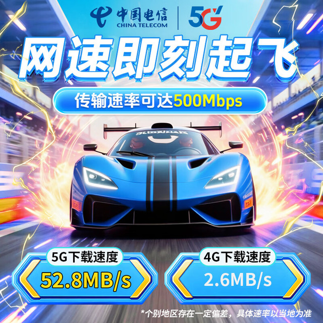 中国电信 250GB+300分钟 19元月租全国通用5G手机卡