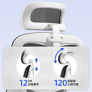 艾格辰 人体工学办公椅 白框黑网+圆托（无头枕） 尼龙脚 电脑椅