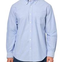 Brooks Brothers 布克兄弟 男士牛津衬衫 纽扣领设计 纯棉面料 休闲修身 纯蓝色 Large