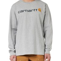 Carhartt 男士长袖工装标志性图案 T 恤 - 核心标志,麻灰色,M