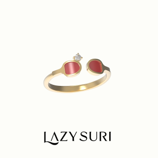 lazysuri 懒苏芮 珐琅开口戒指 红色 11