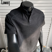 LOMBT 亨利领短袖T恤 男 正肩Polo衫 黑色 3XL