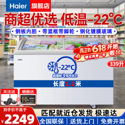 海尔 商用卧式大容量展示柜冰柜冷冻商超组合岛柜玻璃门雪糕柜弧