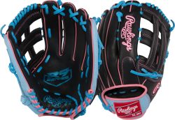 Rawlings | R9 系列棒球手套 | 12.75 英寸 | 右手投掷 | 黑色/哥伦比亚蓝/粉色