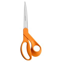 FISKARS 9 英寸(约 22.9 厘米)弯裁剪刀,橙色,不锈钢刀片用于织物切割,符合人体工程学的手柄,舒适精确