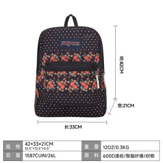JANSPORT 印花集合女书包男高中双肩背包轻便户外通勤电脑包