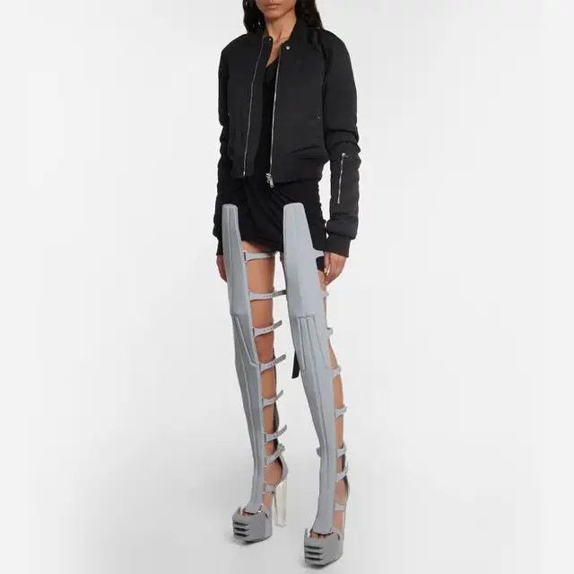 Rick Owens Spartans厚底过膝靴 灰色 38码
