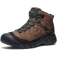 KEEN 男士中帮徒步靴 防水透气 皮质耐用 户外登山靴 野牛色黑色 10