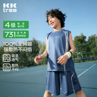 kk树 儿童速干T凉感透气短裤男女孩吸湿排汗运动套装夏季中大童