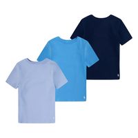 POLO RALPH LAUREN 男童短袖汗衫 3件装 透气弹性棉质 圆领打底衫 蓝色 3 件装 Large