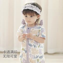 巴厘小猪 婴儿连体衣 短袖薄款 绿色 59cm