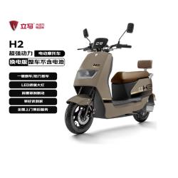 立马电动车 电动摩托车续航70km铅酸电池 1200W大动力电机丝雾棕
