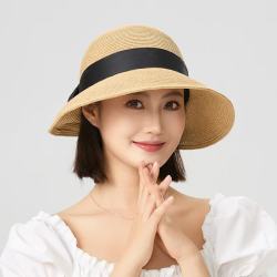 Siggi 防晒帽子 女遮阳帽夏季沙滩度假凉帽蝴蝶结显脸小宽檐草帽盆帽子