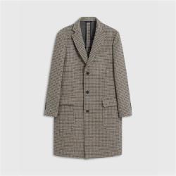 Brooks Brothers 24男士冬款格纹中长款羊毛毛呢大衣外套