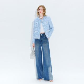 cocoon 可可尼经典小香风正肩上衣26年春新款拉毛浪漫网纱褶花边短外套
