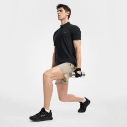 FILA 男装男式健身运动Polo衫男菁英基础针织短袖上衣