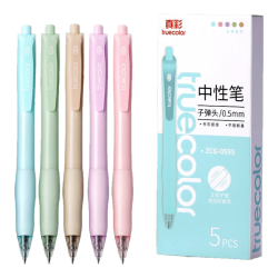 真彩 按动笔中性笔 黑色-5支盒 0.5mm