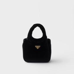 PRADA 珐琅金属三角形徽标 织物单肩手提包