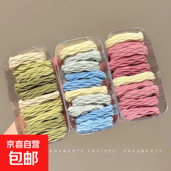 京喜 多巴胺渐变发圈发绳高弹力橡皮筋头发ins头绳马尾加粗发饰高级 三色花纹混装-10根