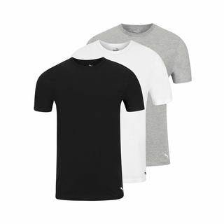PUMA 彪马 男士 时尚T恤 男士3件装圆领T恤 圆领 短袖 舒适版型 WhiteGrayBlack 尺码Medium