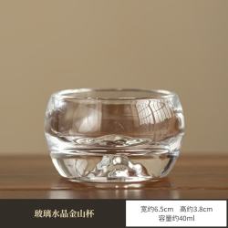 灵沐 德化耐热功夫茶玻璃水晶金山杯