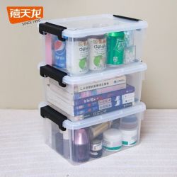 禧天龙 加厚防摔收纳盒 3个装 透明白 23*17*10CM