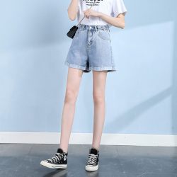 尹猫 女士高腰阔腿牛仔短裤 CS333W4