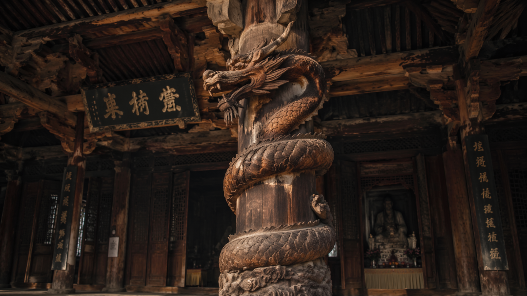 古建守护者篇4:八条龙盘在柱子上拧了一千年——减柱法拿掉一半柱子后,它们抱得更紧了