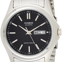 CASIO 卡西欧 男士石英手表 不锈钢表壳表链 防水日历显示 日本机芯 黑色