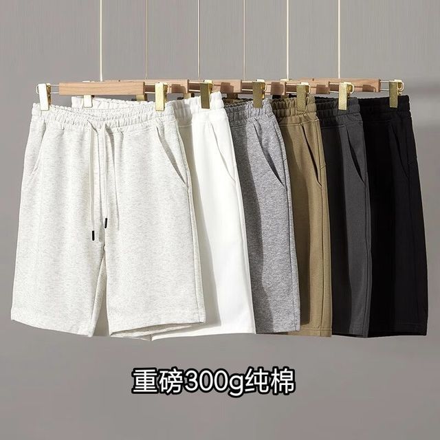 彩云球 CAIYUNQIU 300g重磅休闲华棉短裤 简约百搭款直筒五分裤 花灰