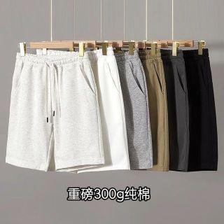 彩云球 CAIYUNQIU 300g重磅休闲华棉短裤 简约百搭款直筒五分裤 花灰