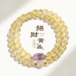 花饰庄园 金发晶色串珠双圈手链女时尚感紫水晶切割桶珠手串 金发晶色紫水晶桶珠双圈
