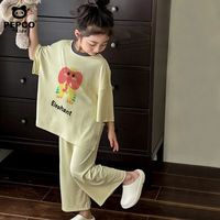 小猪班纳 莫代尔短袖家居服套装 黄色大耳象 120cm