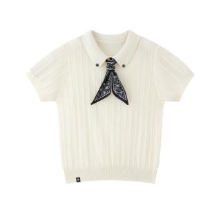 I.T UDG 女士夏季翻领丝巾短袖针织衫