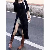 女士镂空开叉短袖针织连衣裙