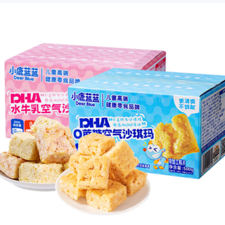 小鹿蓝蓝 沙琪玛水牛乳+草莓味2箱