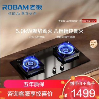 老板 燃气灶 5.0kW 嵌入式灶 老板燃气灶 单灶具 双眼灶 燃气灶嵌入式