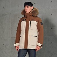 移动端:坦博尔 冬季羽绒服短款男女同款户外工装连帽毛领加厚时尚潮流外套