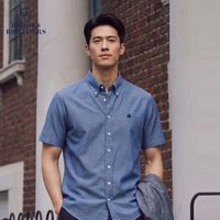 移动端:Brooks Brothers 男士牛津纺刺绣Logo短袖衬衫