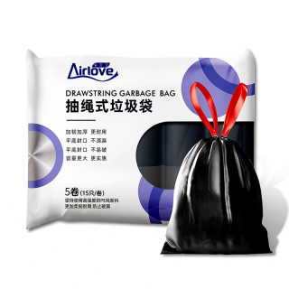 爱尔卫 抽绳垃圾袋 5卷75只（ 45*50cm）