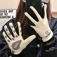 2024新款笑脸抽绳手套韩版冬季女户外骑行加绒加厚可触屏保暖防寒